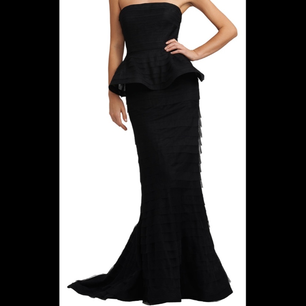 Adriana Pappell Shutter Peplum Gown